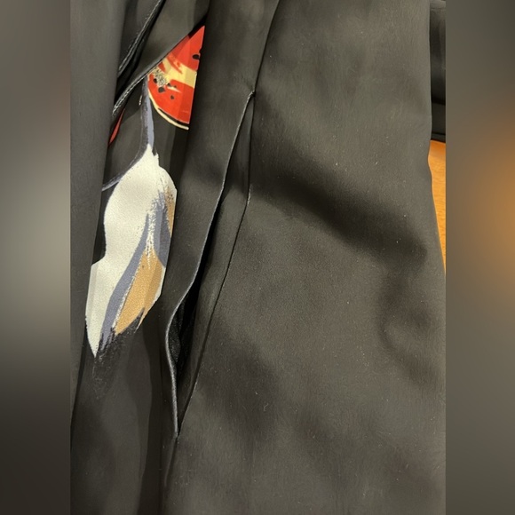 Chicos navy floral ruched sleeve soft open front blazer jacket size 3.5 XL - Picture 12 of 13